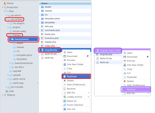 Duplicate & rename a php file in WP