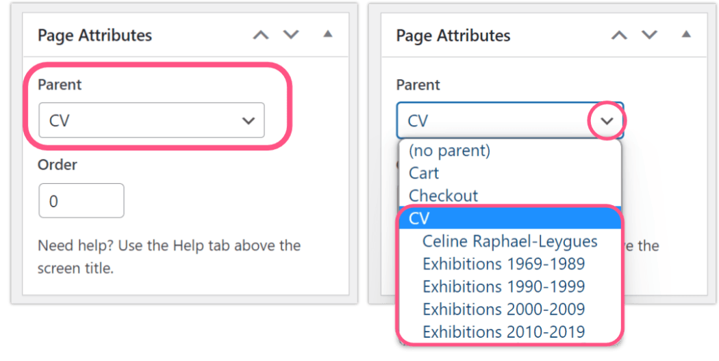 Page attributes