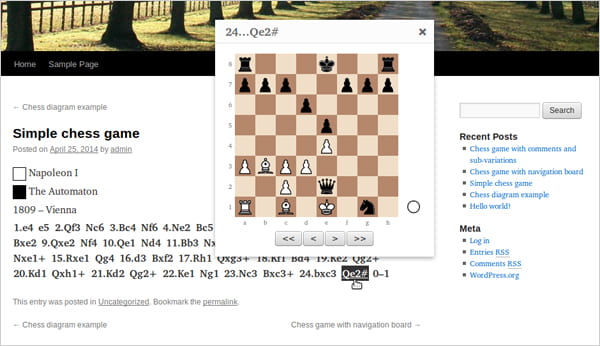 RPB Chessboard plugin screenshot.
