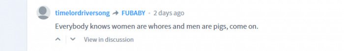 NSFW: An offensive comment using Disqus reading, 