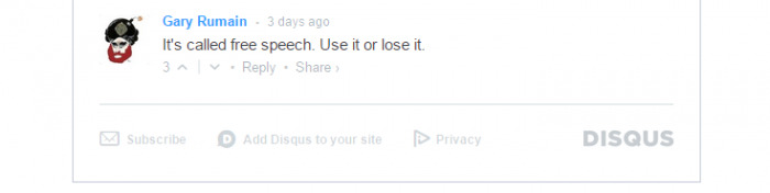 A comment using Disqus saying 