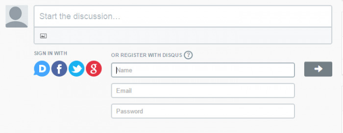 Under a Disqus comment box, log in options are available or otherwise you can create a Disqus account by only entering your name, email and desired password as shown in this image.