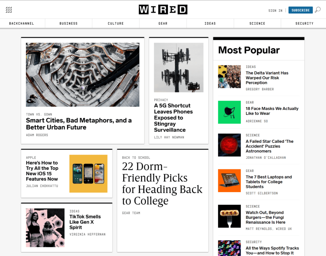 Wired news site