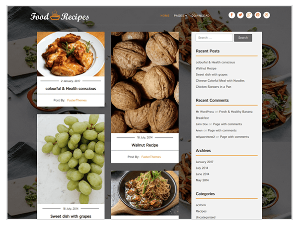 Food recipes header