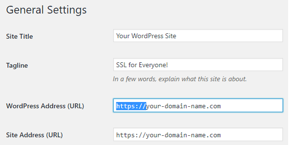 Change the WordPress & Site URLs in your site’s General Settings