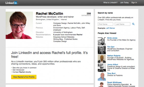 LinkedIn - Rachel McCollin's profile page