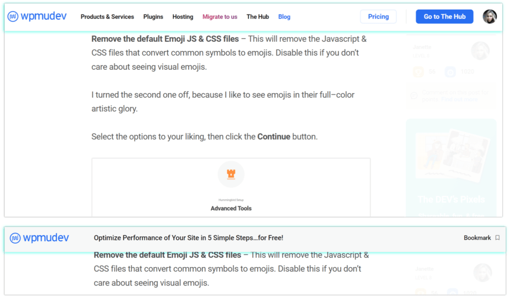 wpmu dev fixed navigation menu