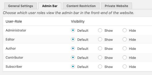 Choose who sees the admin bar while logged into wordpress
