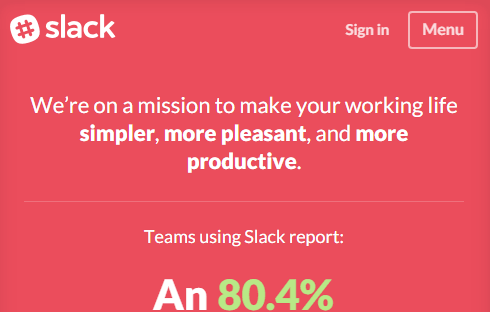 Slack's mobile site.