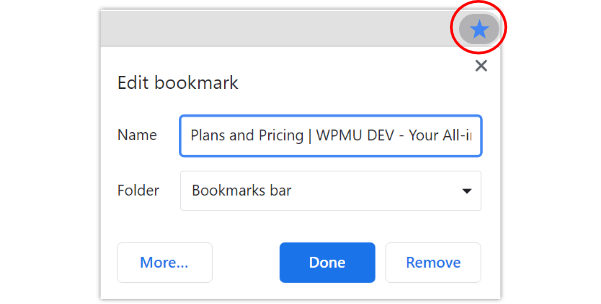 Chrome star bookmark method