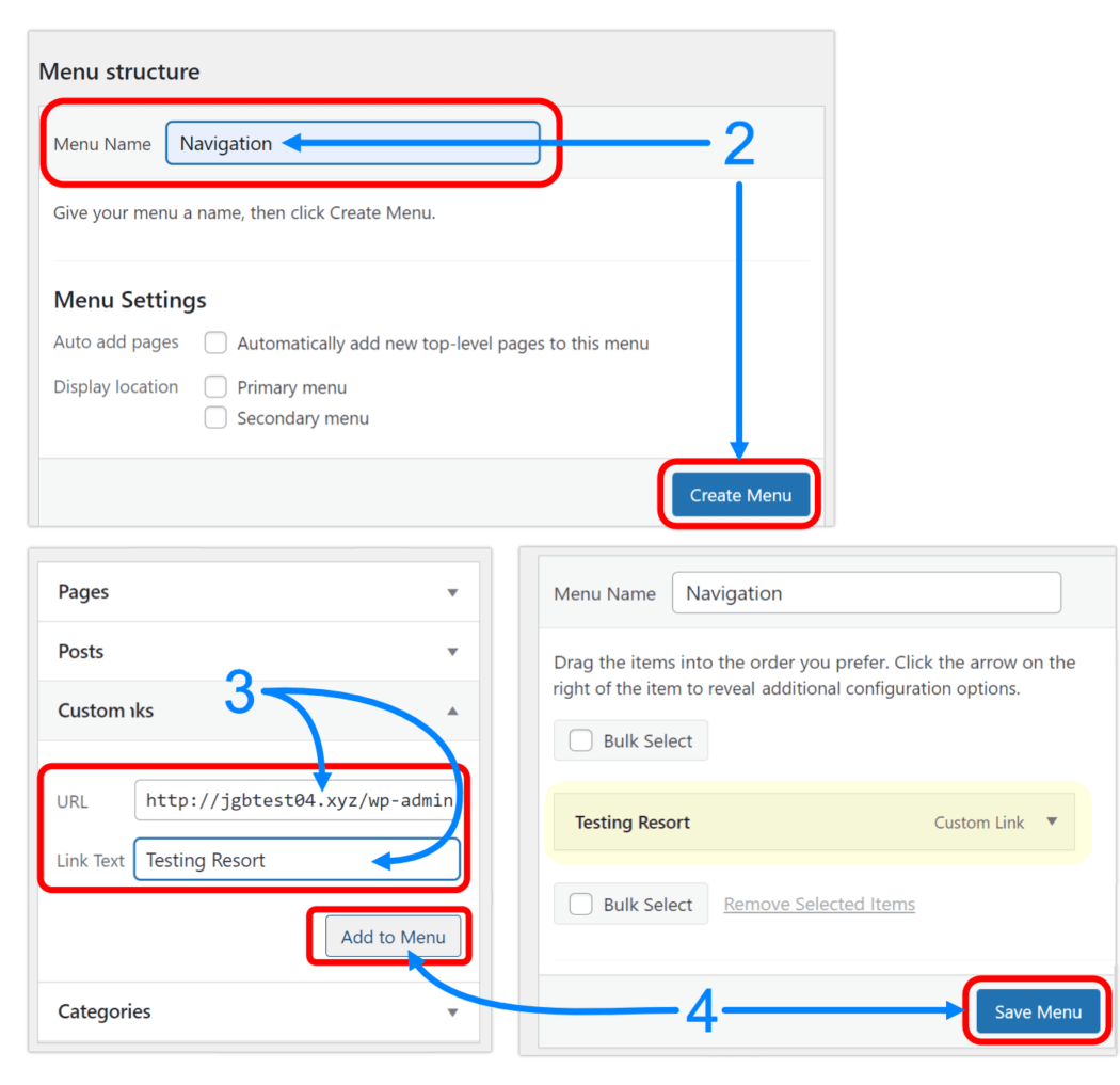 Adding a login menu in WP