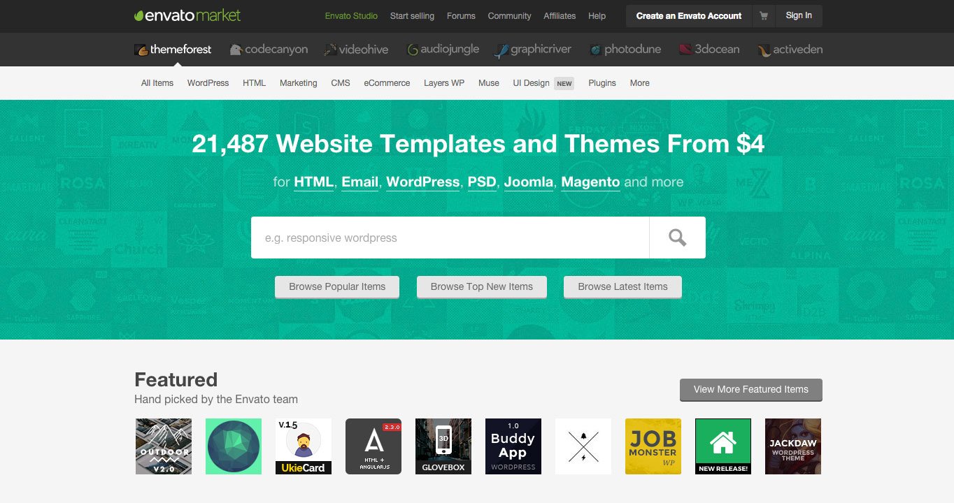 ThemeForest is by far the most popular WordPress theme marketplace with more than 6000 themes for sale.