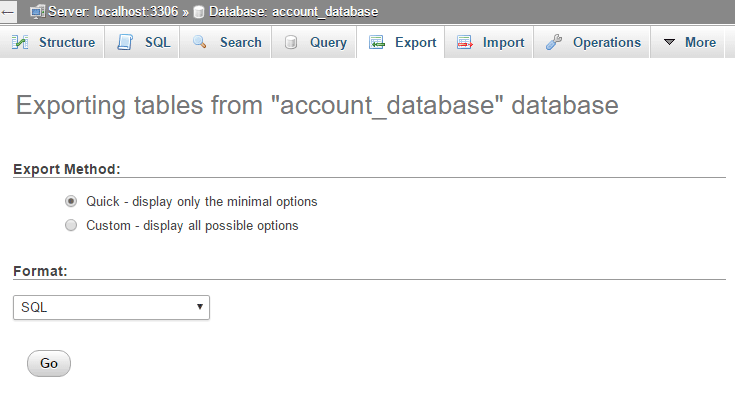 If you want to get the entire database, select the Quick option and click Go.