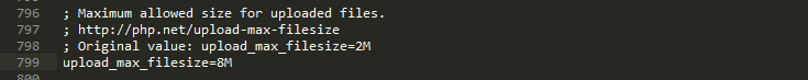 code increasing max file size to 8M