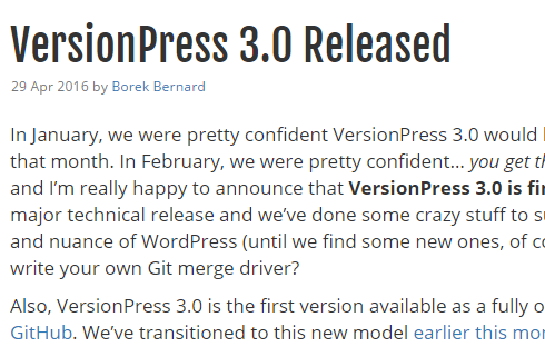 screenshot of version 3.0 release announcement