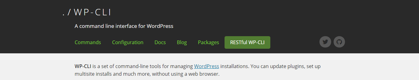 wp-cli website screenshot