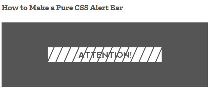 screenshot from tutorial on making your own css alert bar