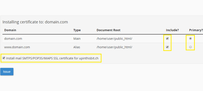 Let's Encrypt for cPanel options.