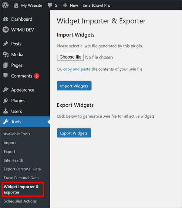 Widget Importer Exporter