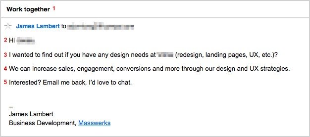 A simple and direct example of a cold email that works.