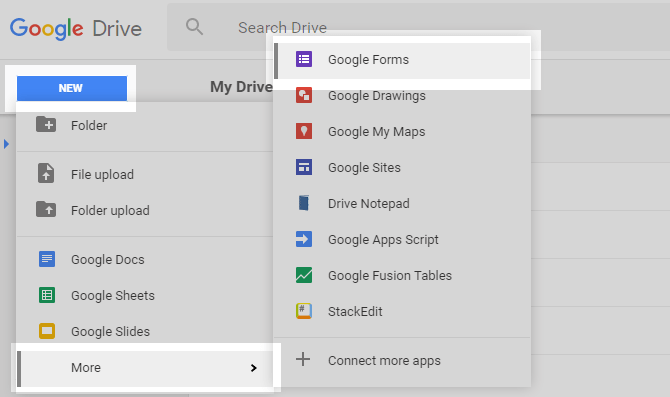 google forms button