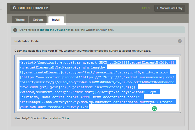 surveymonkey code.