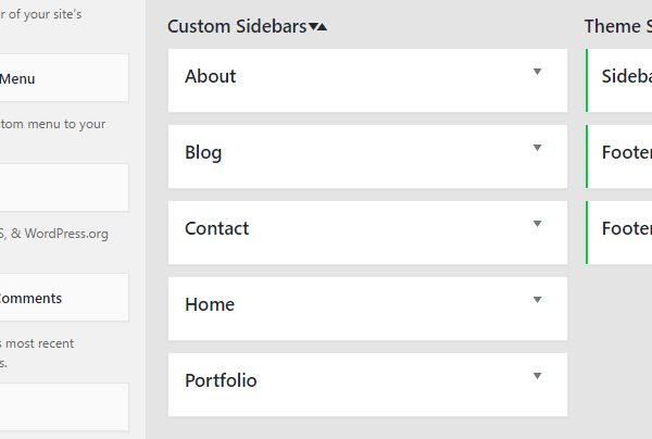 Custom sidebars list.