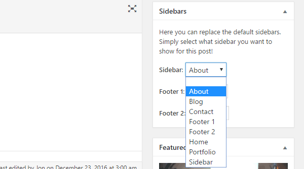 Sidebars admin meta box.