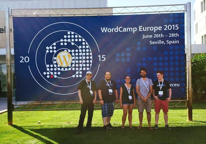 Some of the WPMU DEV team at WordCamp Europe in Seville in 2015.