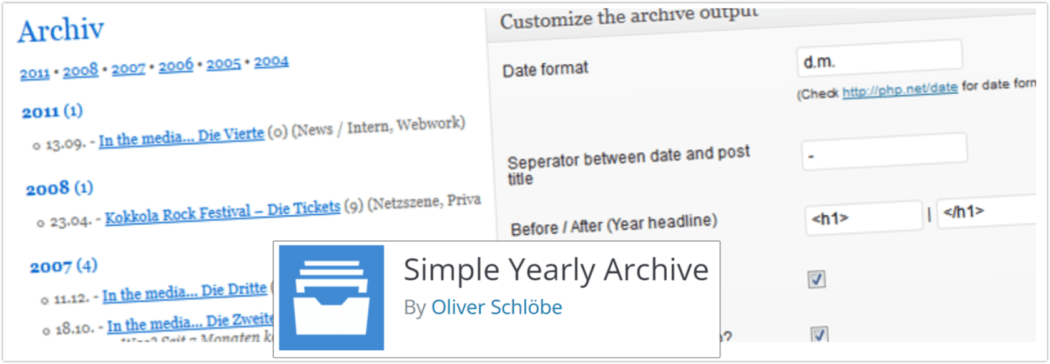 Simple Yearly Archive plugin banner