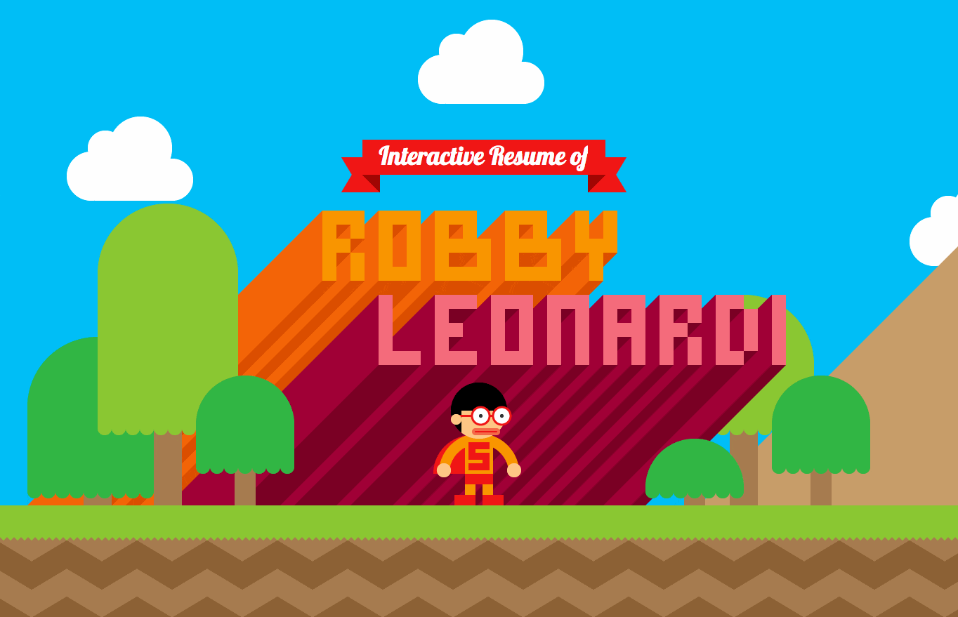 Robby Leonardi's platform game-style website.