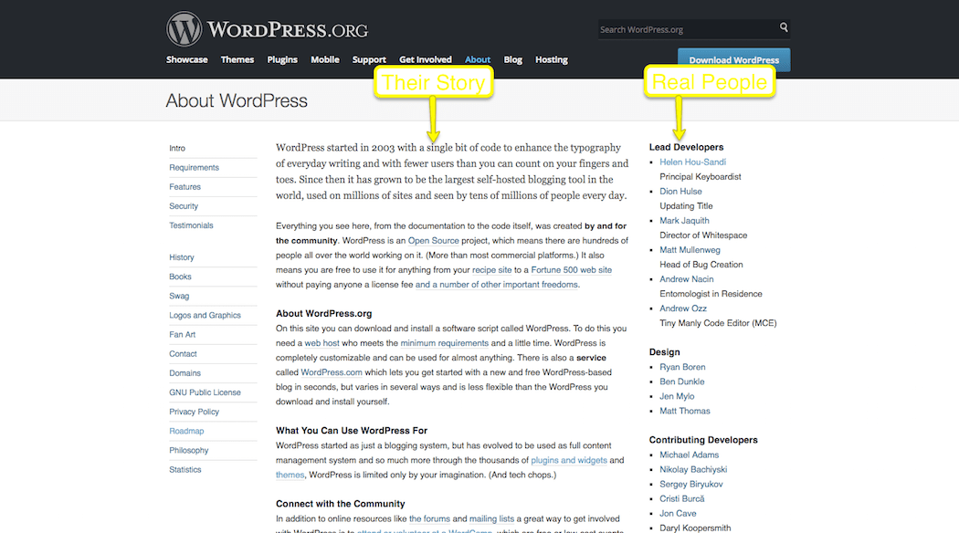 WordPress About Page Trust Mark