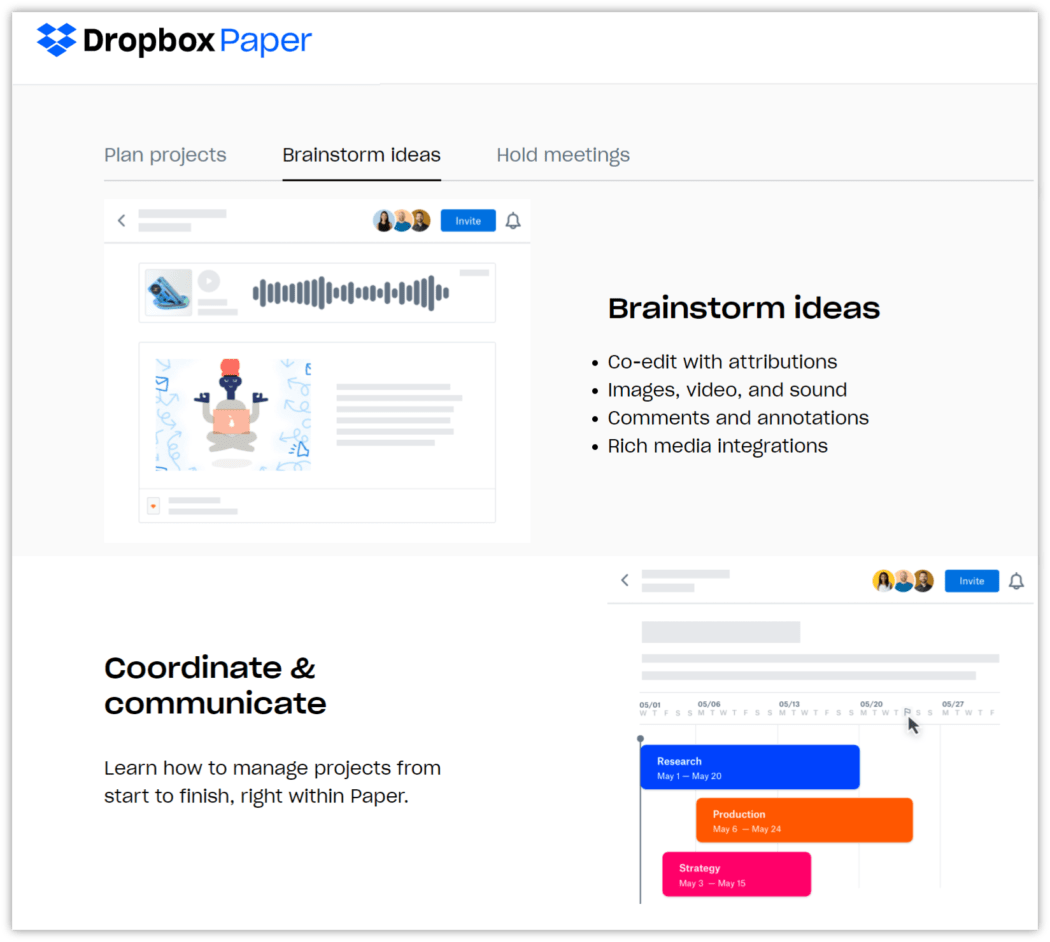 Dropbox Paper website