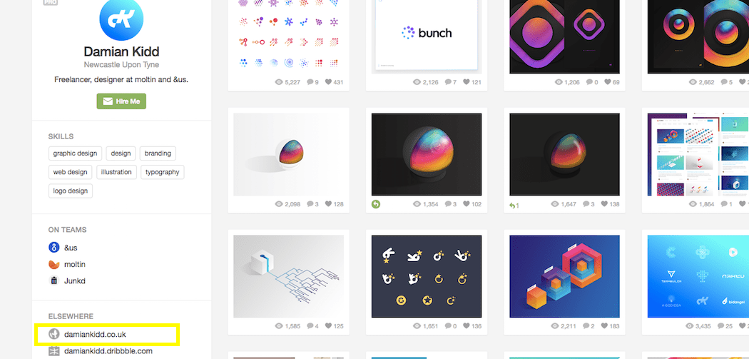 Backlinks - Dribbble Example