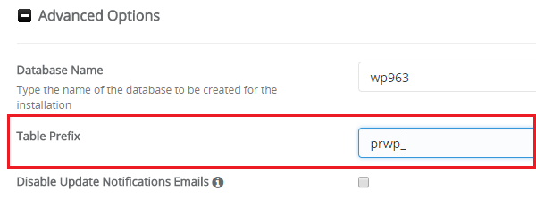 WordPress auto installer set table-prefix
