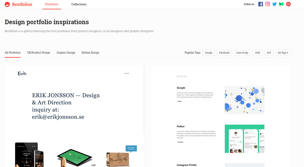 Bestfolios – A Gallery of Superb Design Portfolio Websites