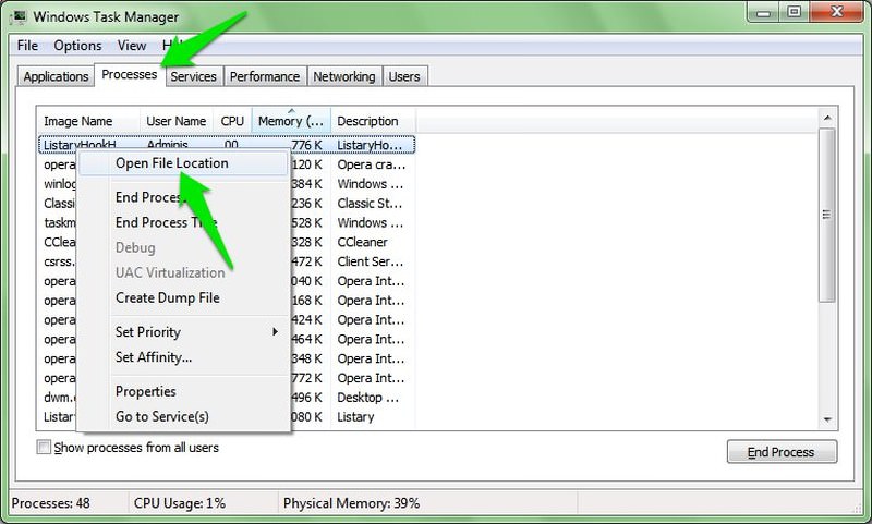 open process file location