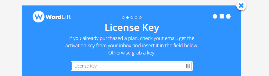 Adding your license key to the WordLift plugin.