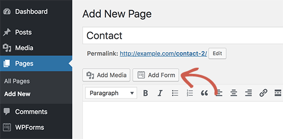 Add form to your contact page