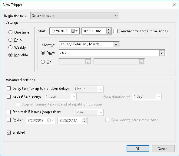 Create trigger to empty recycle bin