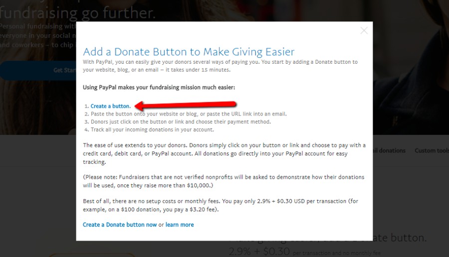 PayPal create button