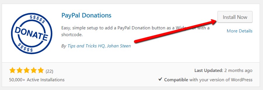Install PayPal Donations plugin