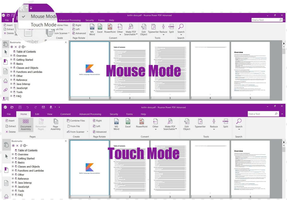 Power PDF has Mouse & Touch modes