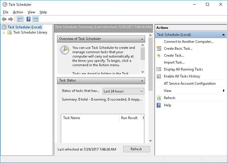 Task Scheduler in Windows 10