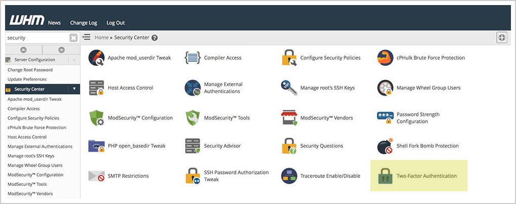 whm two factor authentication
