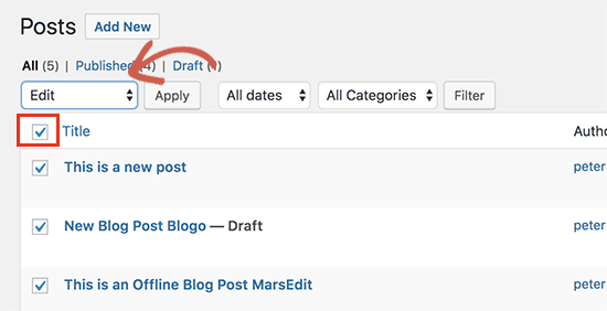 Select all your posts
