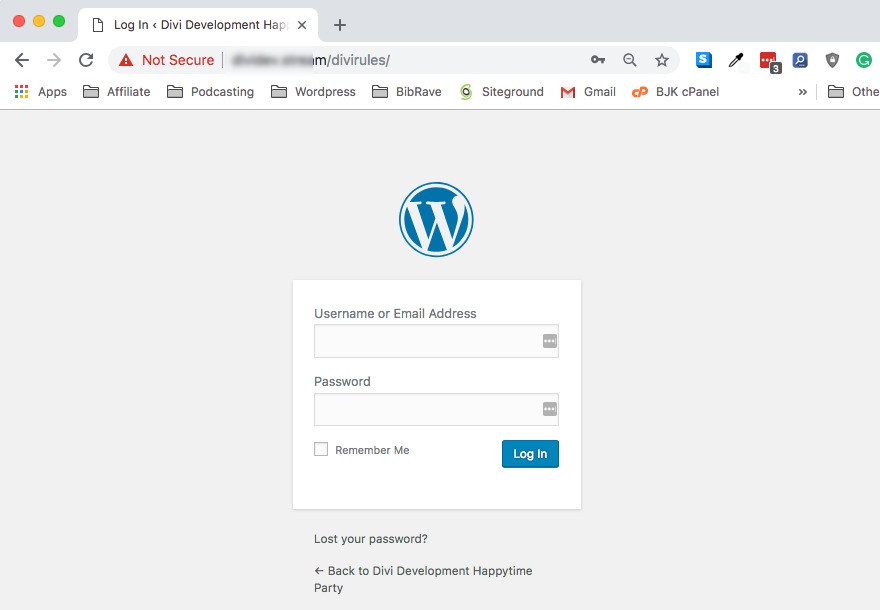WordPress login change url