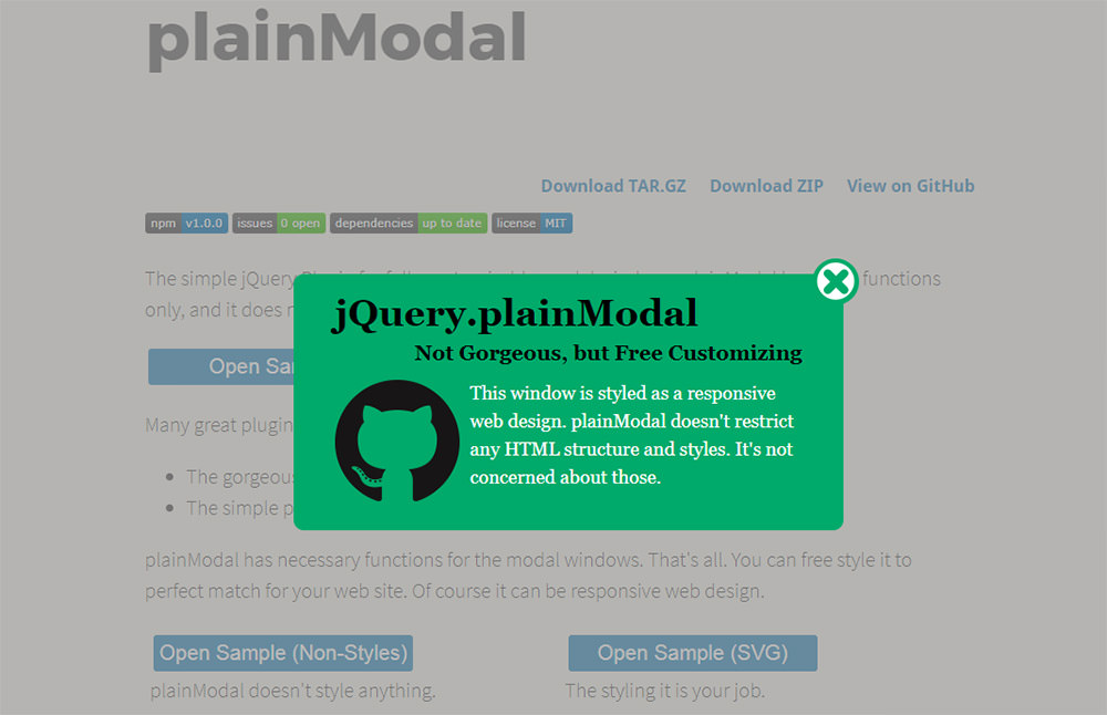 plainModal JavaScript plugin