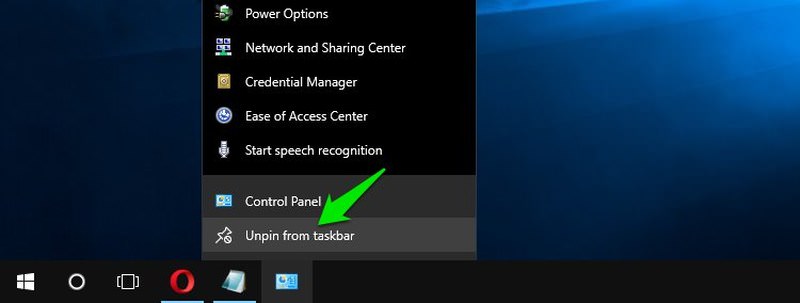 unpin from taskbar