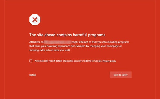 Harmful website warning in Google chrome